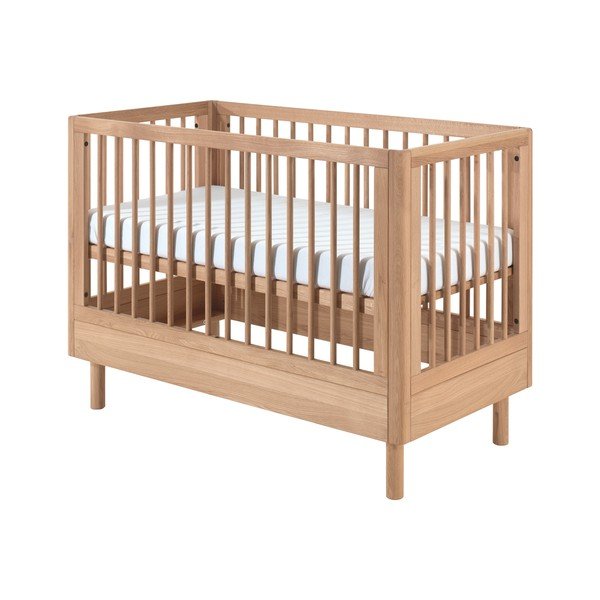 Natūralios spalvos iš ąžuolo masyvo vaikiška lovelė reguliuojamas aukštis 60x120 cm Forrest – Vipack