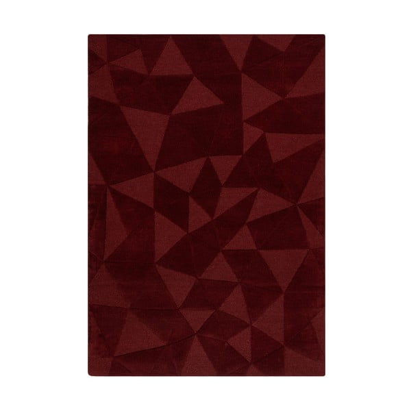 Rankų darbo bordo spalvos iš vilnos kilimas 120x170 cm Shard Red – Flair Rugs