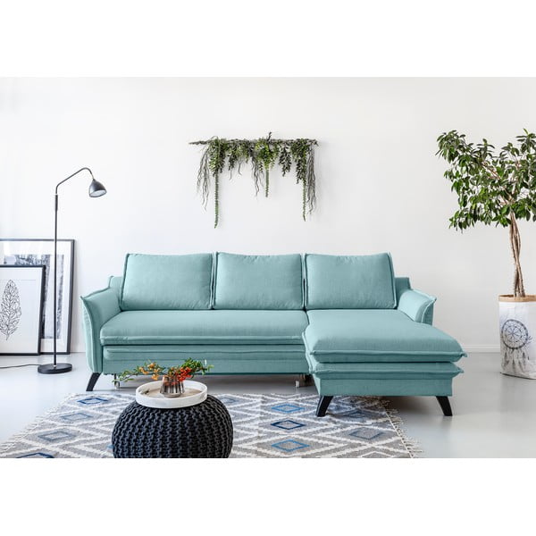 Šviesiai mėlyna sofa-lova Miuform Charming Charlie, dešinysis kampas-image-1