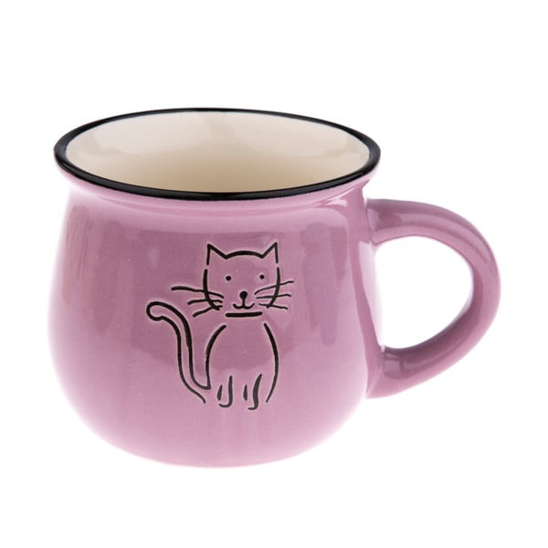 Violetinės spalvos keraminis puodelis su katės Dakls atvaizdu, 0,3 l talpos