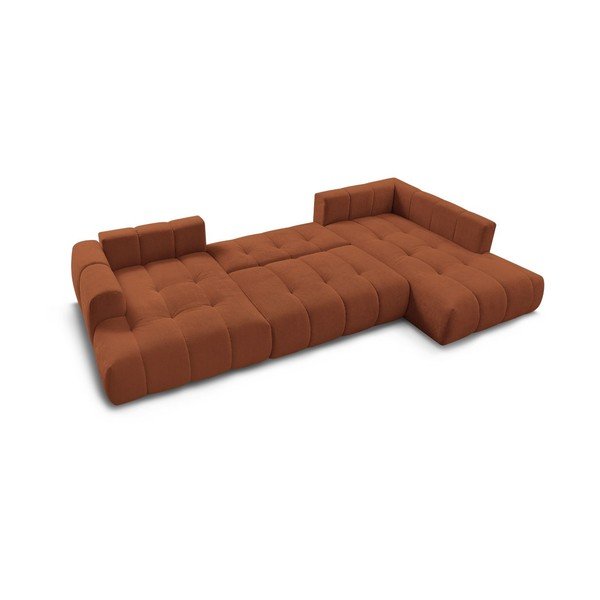 Raudonos plytų spalvos sulankstoma/su sandėliavimo vieta kampinė sofa (su dešiniuoju kampu/„U“ formos) Fuji – Bobochic Paris-image-4