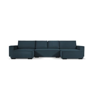 Tamsiai mėlyna aksominė U formos sofa-lova Mazzini Sofas Azalea