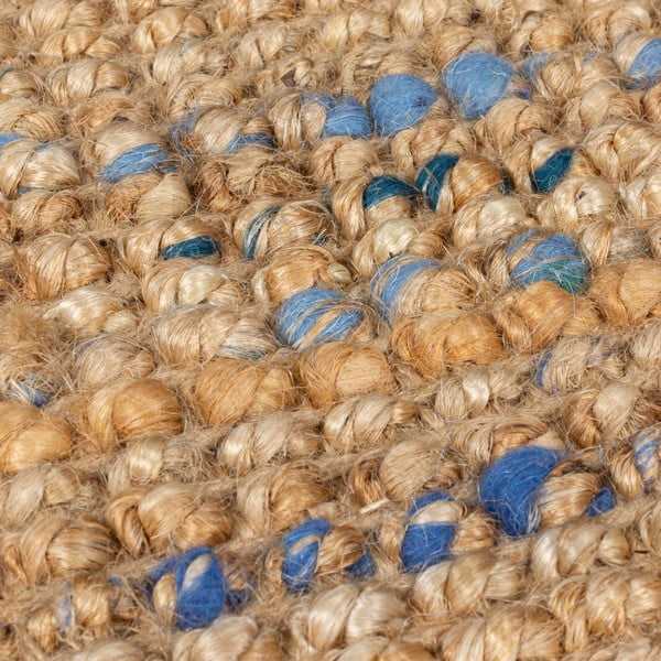 Rankų darbo iš džiuto kilimas mėlynos spalvos/natūralios spalvos 160x230 cm Jute Boucle Blue – Flair Rugs-image-4