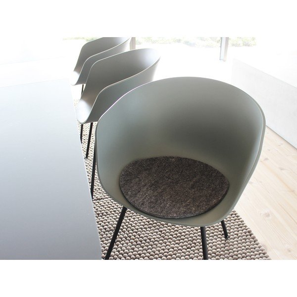 Antracito spalvos vilnos veltinis Wooldot Felt kėdės pagalvėlė, ⌀ 40 cm-image-1