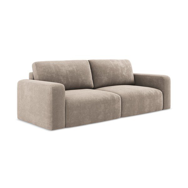 Smėlio spalvos sulankstoma/su sandėliavimo vieta sofa iš šenilinio audinio 252 cm Kona – Makamii-image-2