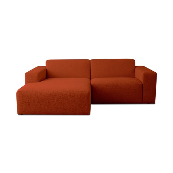 Iš boucle kampinė sofa raudonos plytų spalvos (su kairiuoju kampu) Roxy – Scandic