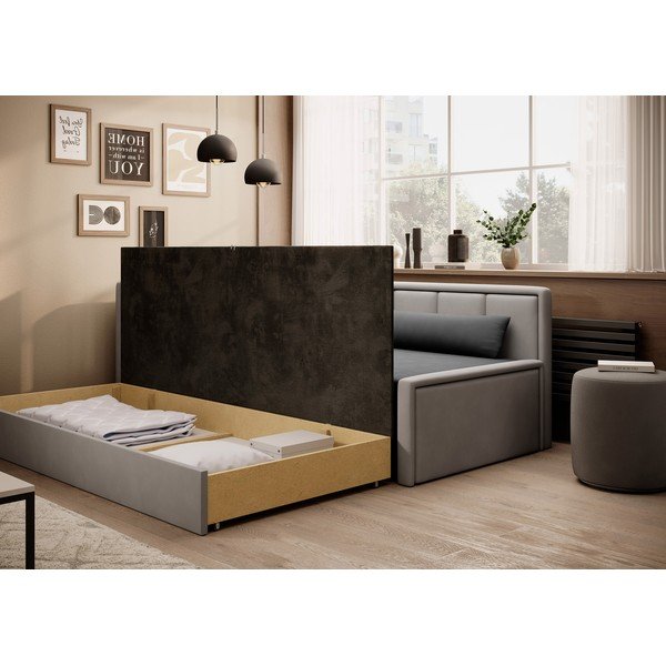 Pilkos spalvos iš šenilinio audinio sulankstoma/su sandėliavimo vieta sofa 214 cm Fulgeo – ELTAP-image-4