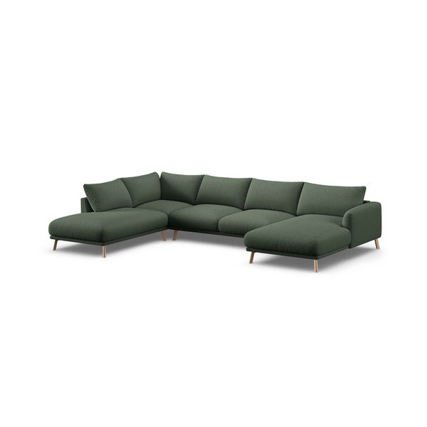 Žalios spalvos kampinė sofa („U“ formos) Naomi – Micadoni 