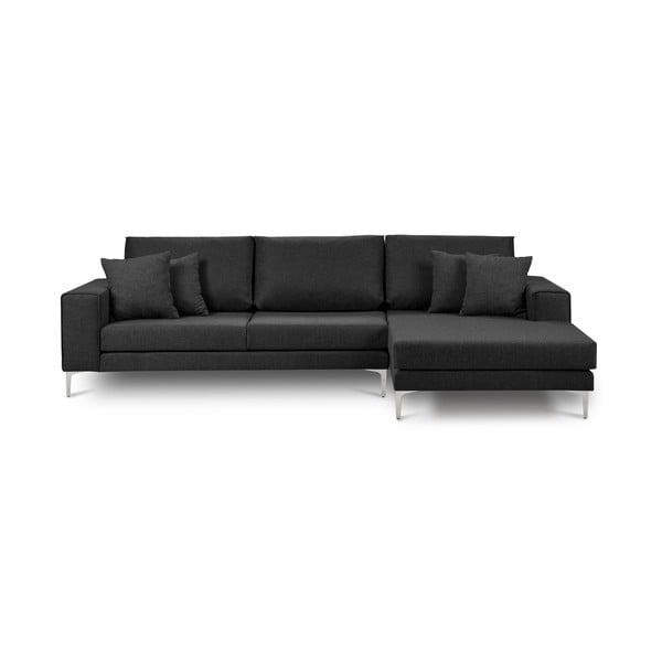 Tamsiai pilka kampinė sofa "Cosmopolitan Design Cartegena", dešinysis kampas