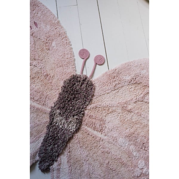 Skalbiamas/rankų darbo iš medvilnės vaikiškas kilimas šviesiai rožinės spalvos/smėlio spalvos 90x120 cm Baby Butterfly – Lorena Canals-image-4