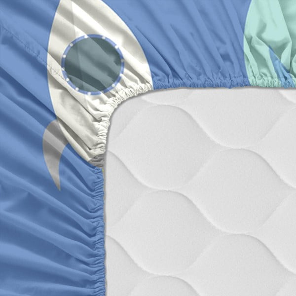 Happynois medvilninė vaikiška paklodė Astronautas, 200 x 90 cm-image-1