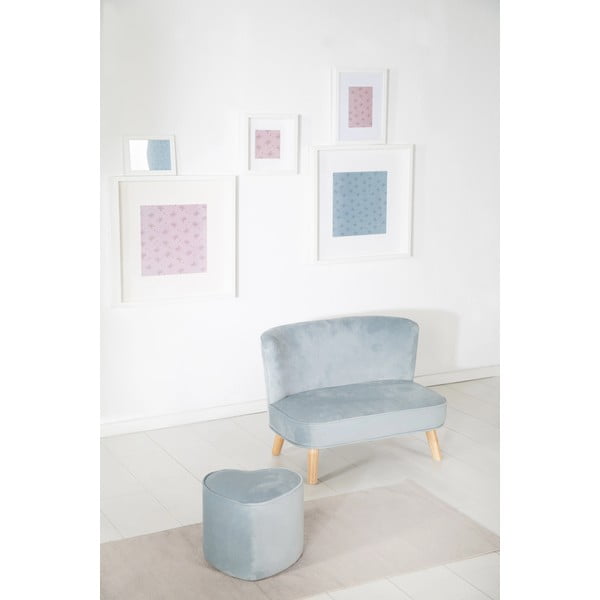 Vaikiškas pufas šviesiai mėlynos spalvos iš velveto Lil Sofa – Roba-image-1