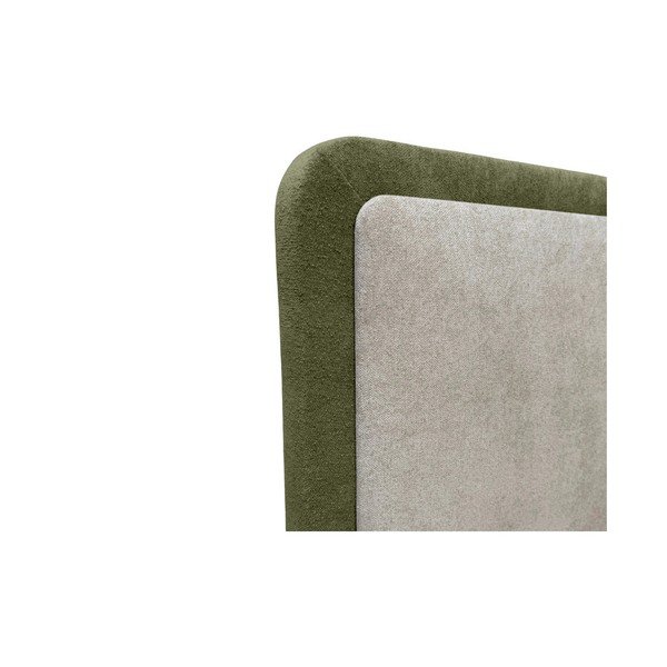 Žalios spalvos/smėlio spalvos iš audinio dvigulė lova su sandėliavimo vieta su lovos grotelėmis 180x200 cm Mara – Bobochic Paris-image-2