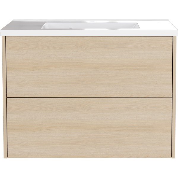 Natūralios spalvos pakabinama spintelė po kriaukle iš ąžuolo 81x61 cm Bodera – Germania-image-2