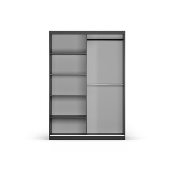 Juoda spinta su veidrodžiu ir stumdomomis durimis 151x215 cm Lisburn - Cosmopolitan Design-image-3