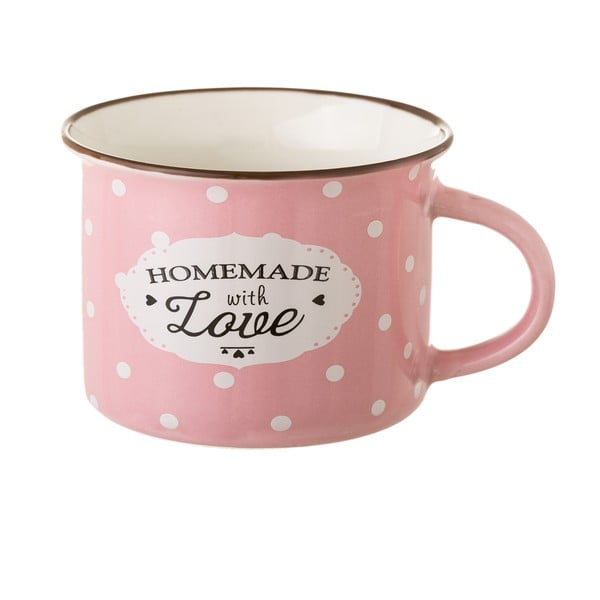 Rožinis kaulinio porceliano puodelis Unimasa Homemade, 170 ml