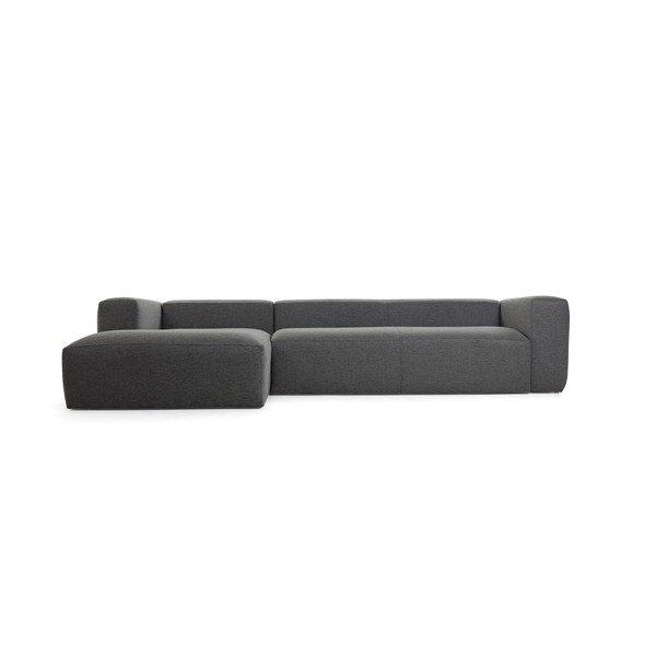 Tamsiai pilka kampinė sofa Kave Home Blok, kairysis kampas-image-2