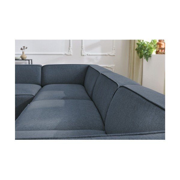 Tamsiai mėlynos spalvos modulinė kampinė sofa (su kairiuoju kampu/„U“ formos) Megeve – Bobochic Paris-image-3