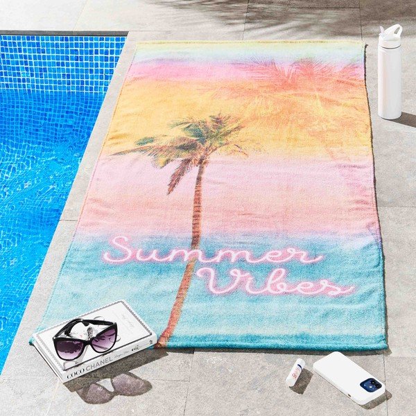 Iš frote audinio iš medvilnės paplūdimio rankšluostis 76x160 cm Summer Vibes – Sassy B-image-1