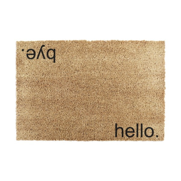 Iš kokoso pluošto grindų kilimėlis 40x60 cm Hello, Bye – Artsy Doormats