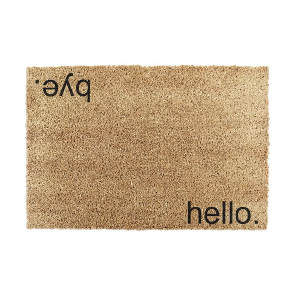 Iš kokoso pluošto grindų kilimėlis 40x60 cm Hello, Bye – Artsy Doormats