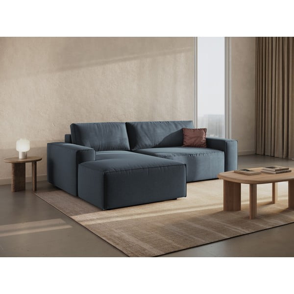 Sulankstoma kampinė sofa mėlynos spalvos (su kairiuoju kampu) Jodie – Micadoni Home-image-1