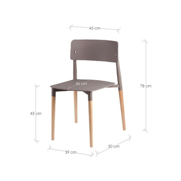 4 pilkų valgomojo kėdžių su medinėmis kojomis rinkinys Claire-image-3