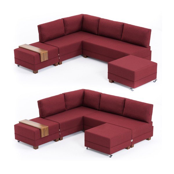 Bordo spalvos sofa-lova kairysis kampas 2 laikymo skydai "Balcab Home Diana-image-3