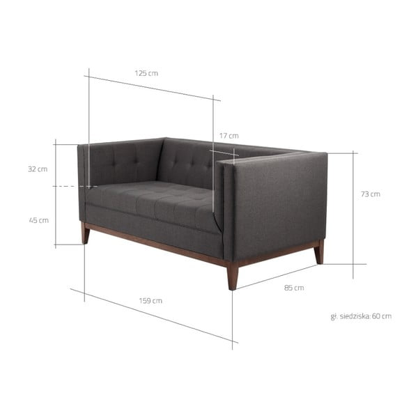 Antracito pilkos spalvos dviejų vietų sofa "Custom Form By Tom-image-1
