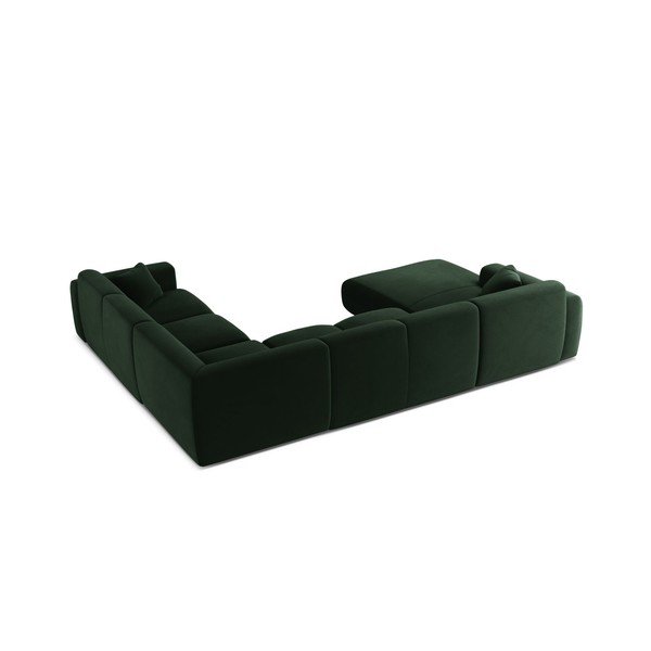 Tamsiai žalios spalvos kampinė sofa iš velveto („U“ formos) Molino – Micadoni -image-2