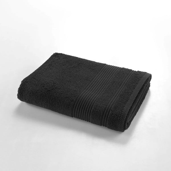 Juodos spalvos iš frote audinio iš medvilnės vonios rankšluostis 70x130 cm Tendresse – douceur d'intérieur