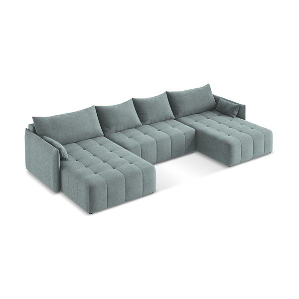 Mėlynos spalvos sulankstoma/su sandėliavimo vieta kampinė sofa („U“ formos) Moku – Makamii-image-3