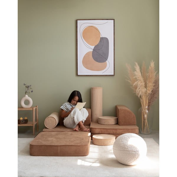 Rudos spalvos iš kordinio velveto vaikiška sofa 132 cm Settee – Wigiwama-image-1