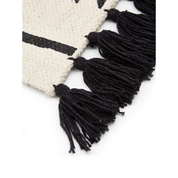 Smėlio ir juodos spalvos rankomis austas medvilninis kilimėlis Westwing Collection Rita, 70 x 140 cm-image-4