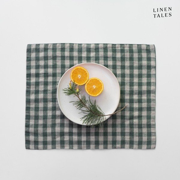 Iš lino padėkliukas 35x45 cm Forest Green Gingham – Linen Tales