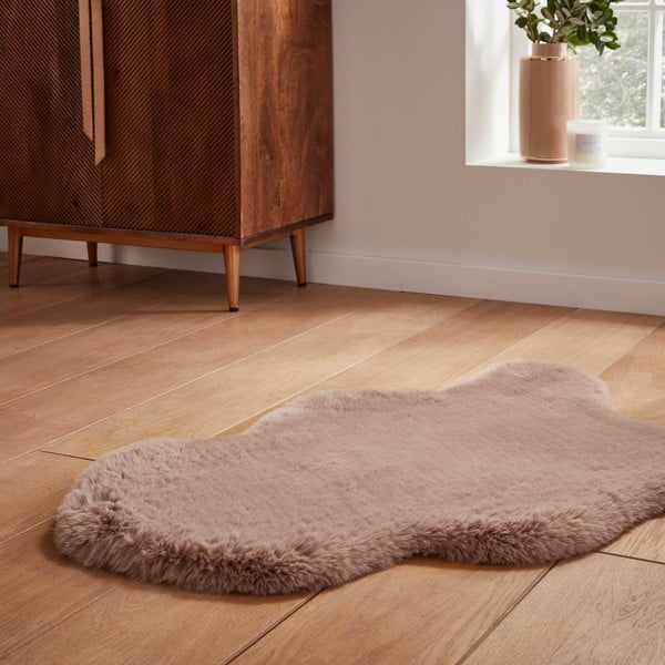 Sintetinė oda ir kailis šviesiai rudos spalvos 60x90 cm Super Teddy – Think Rugs-image-2