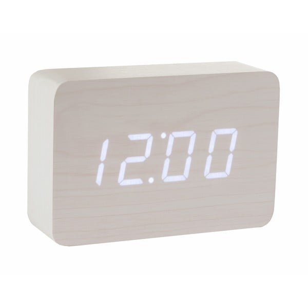 Baltas žadintuvas su baltu LED ekranu Gingko Brick Click Clock Clock