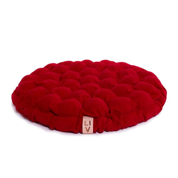 Tamsiai raudona sėdimoji pagalvėlė su masažiniais kamuoliukais Linda Vrňáková Bloom, Ø 75 cm
