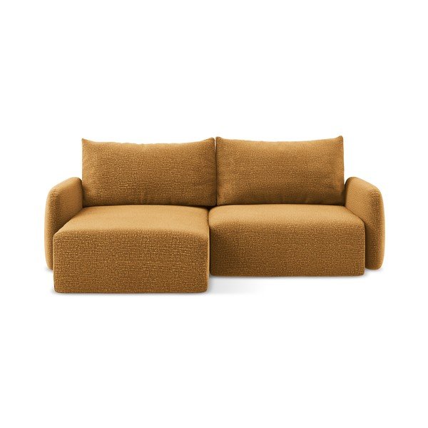 Oranžinės spalvos sulankstoma/su sandėliavimo vieta kampinė sofa (su kairiuoju kampu) Kalena – Makamii