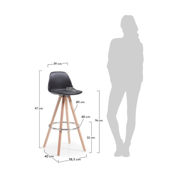 2 juodų baro kėdžių rinkinys "La Forma Stag-image-1