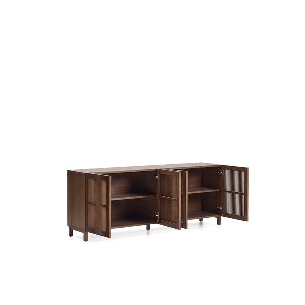 Tamsiai rudos spalvos šoninė spintelė iš riešutmedžio 181x71,5x42,5 cm Beyla – Kave Home-image-4