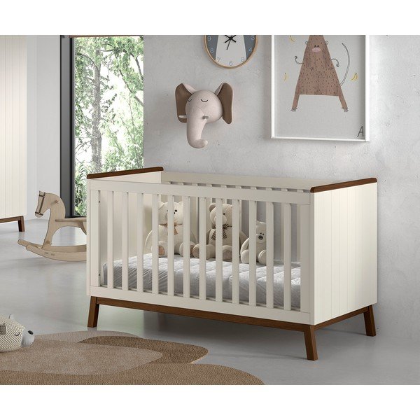 Smėlio spalvos iš pušies masyvo su nuimama puse/reguliuojamas aukštis vaikiška lovelė 70x140 cm Sezane – Vipack-image-1
