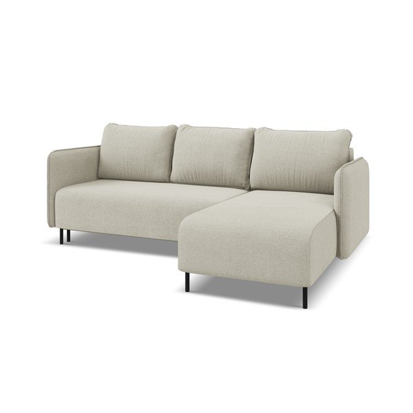 Smėlio spalvos sulankstoma/su sandėliavimo vieta kampinė sofa (su dešiniuoju kampu) Luana – Makamii-image-1