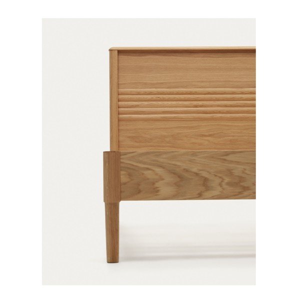 Viengulė lova natūralios spalvos su lovos grotelėmis iš ąžuolo masyvo 90x200 cm Lenon – Kave Home-image-4