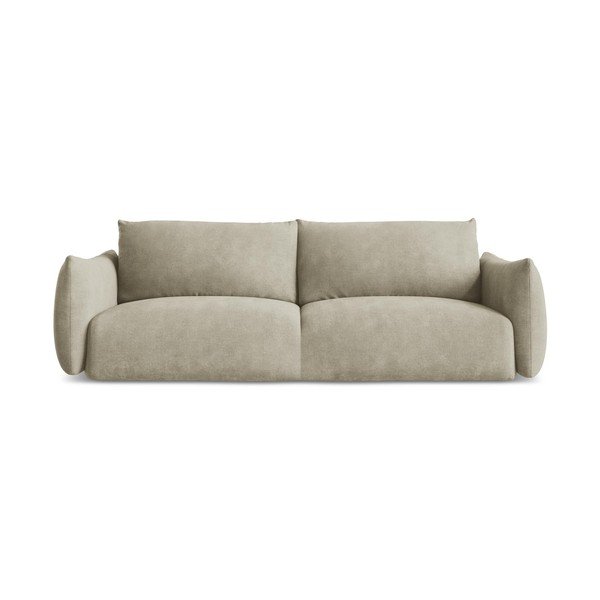 Smėlio spalvos iš šenilinio audinio sulankstoma sofa 230 cm Leila – Makamii