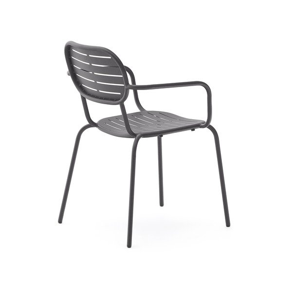 Tamsiai pilkos spalvos metalinė sodo kėdė Brai – Kave Home-image-4