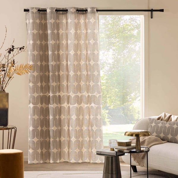 Juodos spalvos/smėlio spalvos užuolaida 140x240 cm Ondine – douceur d'intérieur-image-1