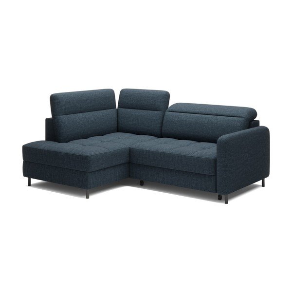 Mėlynos spalvos iš velveto sulankstoma/su sandėliavimo vieta kampinė sofa (su kairiuoju kampu/„L“ formos) Barea – ELTAP-image-2