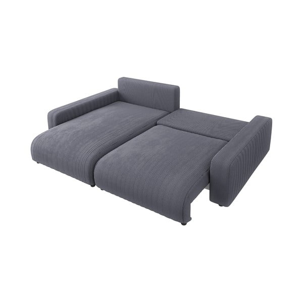 Iš kordinio velveto sulankstoma kampinė sofa tamsiai pilkos spalvos (kintama) Sara – Ropez-image-3