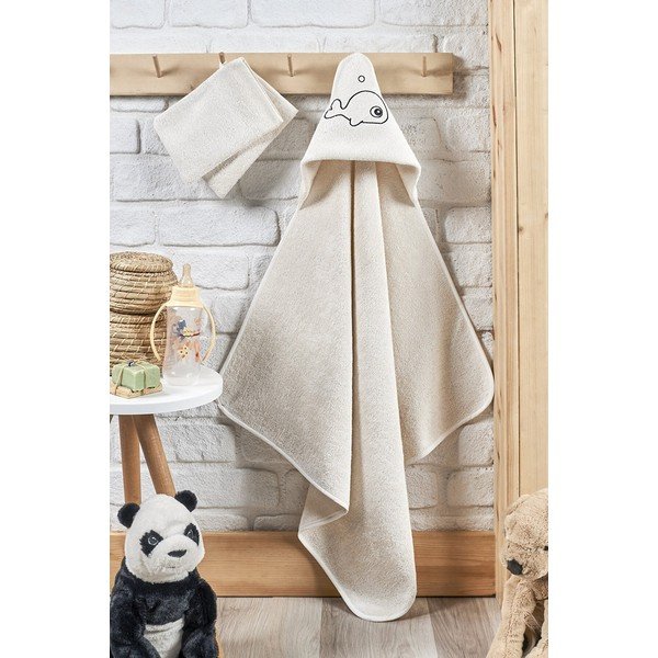 Smėlio spalvos kūdikių rankšluostis iš bambuko ir medvilnės Mila - Lydia&Co-image-1